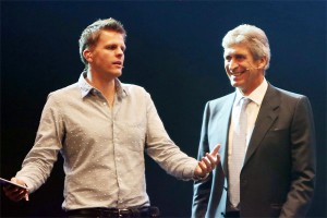 Jake Humphrey and Manuel Pellegrini at City Live