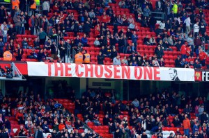 'David Moyes - The Chosen One' - Banner at Old Trafford in the Stretford End