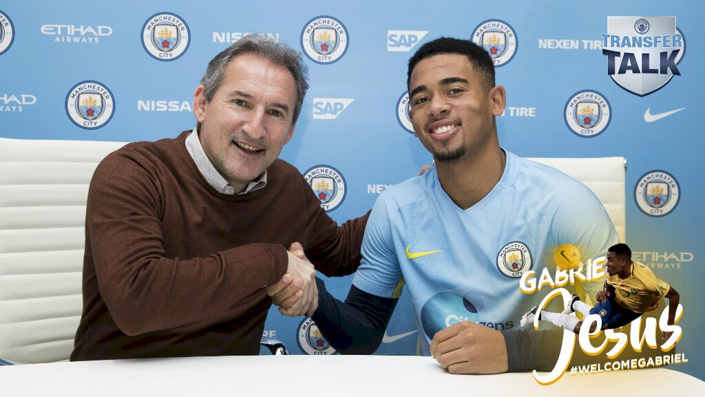 Gabriel Jesus with Manchester City Director of Football Txiki Begiristain