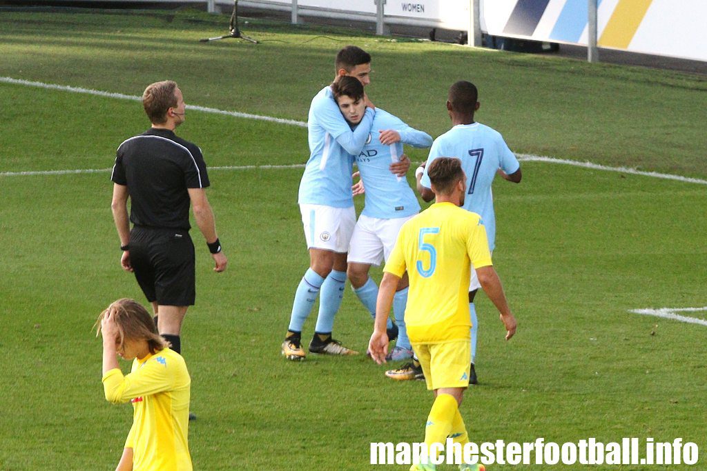 Brahim Diaz celebrates his penalty against Napoli U19 in the UEFA Youth League