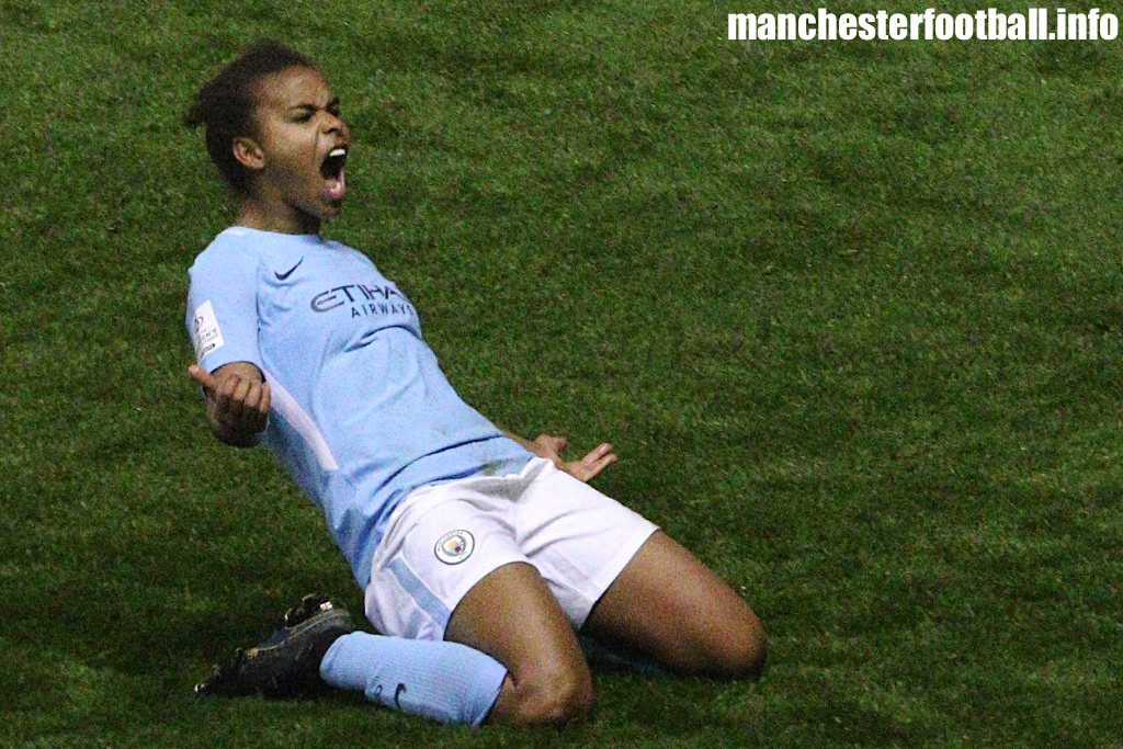 Nikita Parris celebrates the winner against Everton Ladies