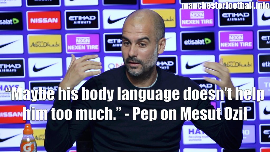Pep Guardiola's pre-match press conference for the game against Arsenal, in which he backs Mesut Ozil