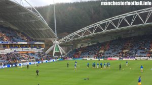 Huddersfield Town warm up prior to their game against Brighton on December 9, 2017