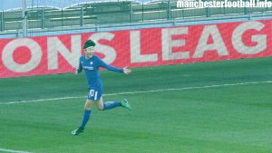 Ji So-Yun of Chelsea celebrates scoring a goal against Man City Women