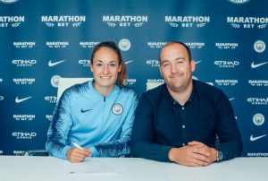 Tessa Wullaert and Man City Women manager Nick Cushing