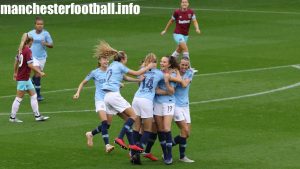 Caroline Weir celebrates her goal for Manchester City Women against West Ham on Sunday, October 14, 2018