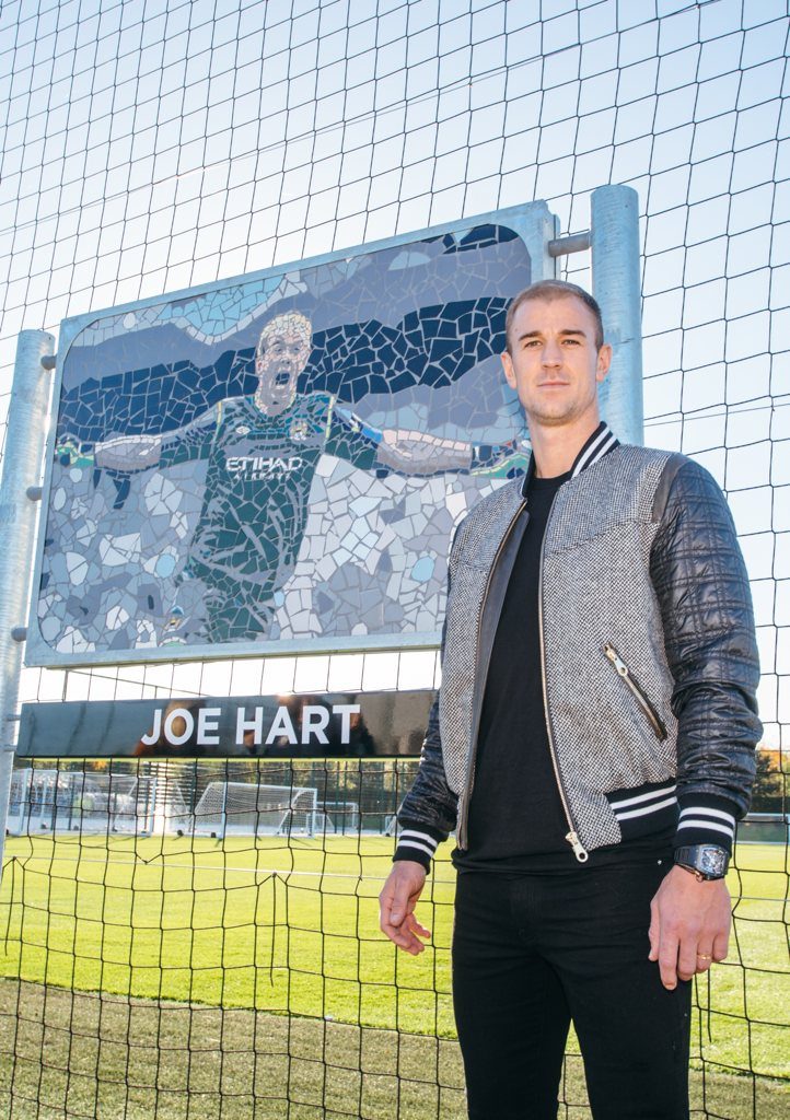 Joe Hart and his mosaic at the City Football Academy