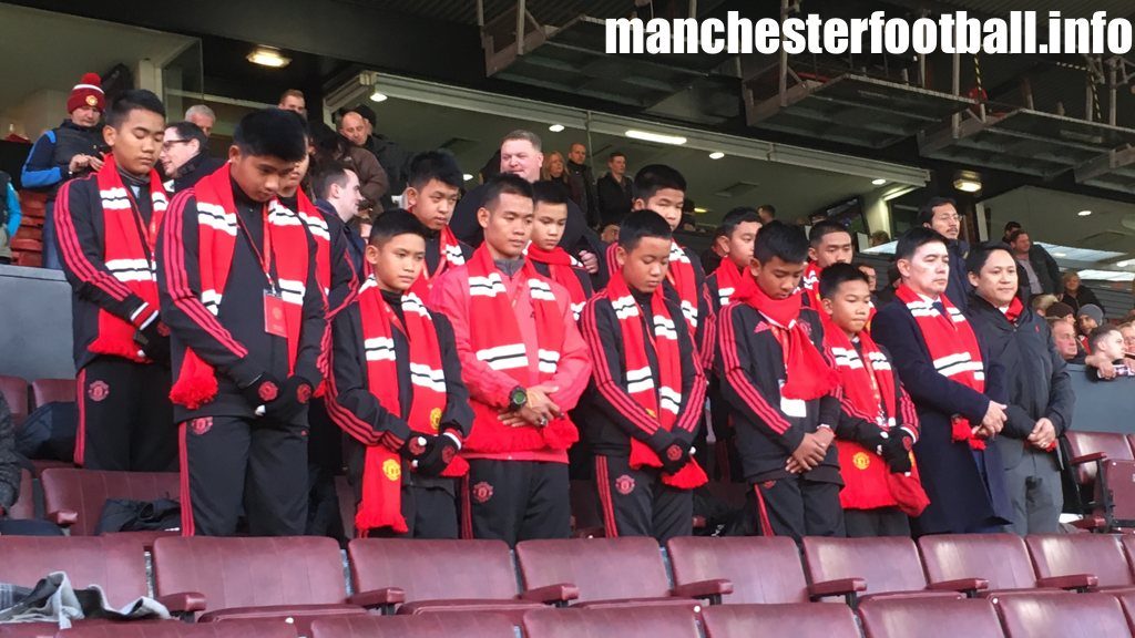 Members of the Wild Boars Thai football team at Old Trafford - they were famously rescued from caves in Thailand in July 2018 after more than 2 weeks underground