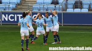 Nikita Parris celebrates Man City Women's second goal against West Ham on Sunday, October 14, 2018