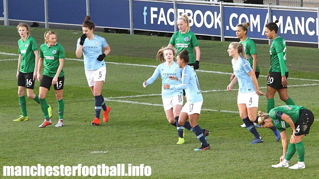 Nikita Parris celebrates her second goal of the day against Brighton Women on Sunday, January 27, 2019