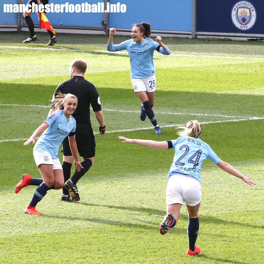 Georgia Stanway celebrates Manchester City Women's second goal against Chelsea Women on Sunday February 10 2019