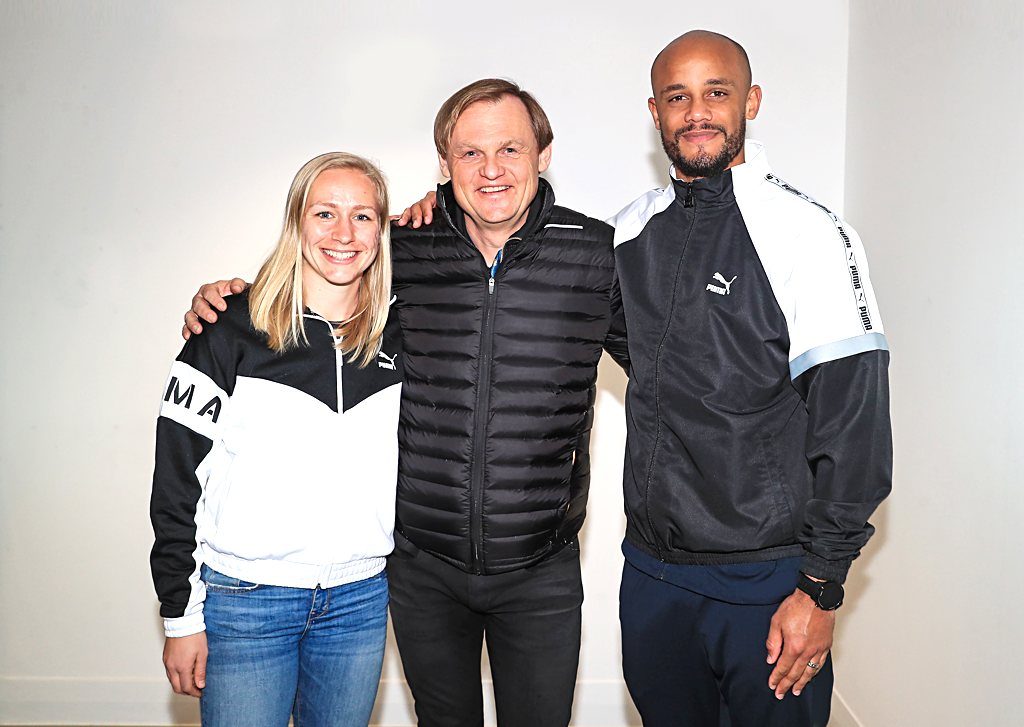 Pauline Bremer, Bjorn Gulden, CEO of PUMA, and Vincent Kompany