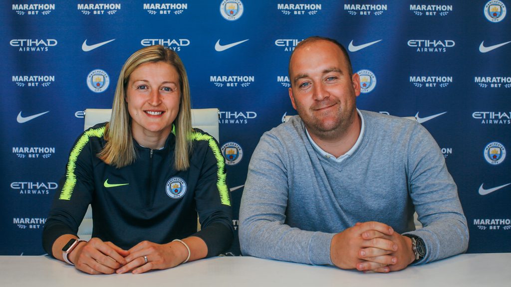 Ellen White with Manchester City manager Nick Cushing