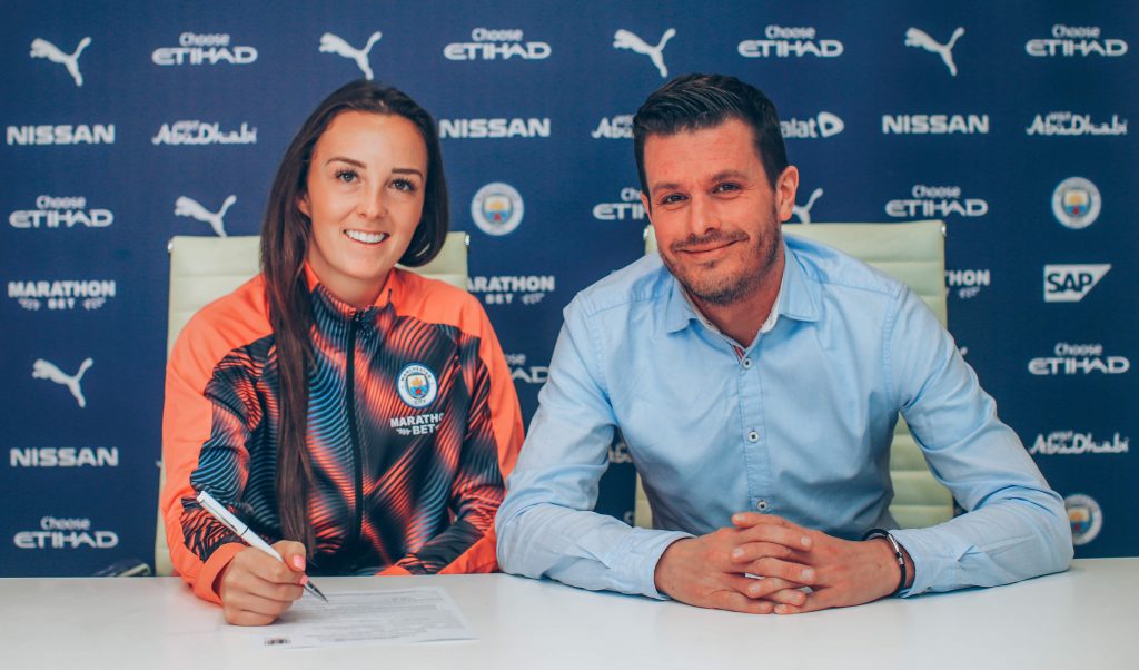 Caroline Weir with Manchester City Head of Women's Football - Gavin Makel