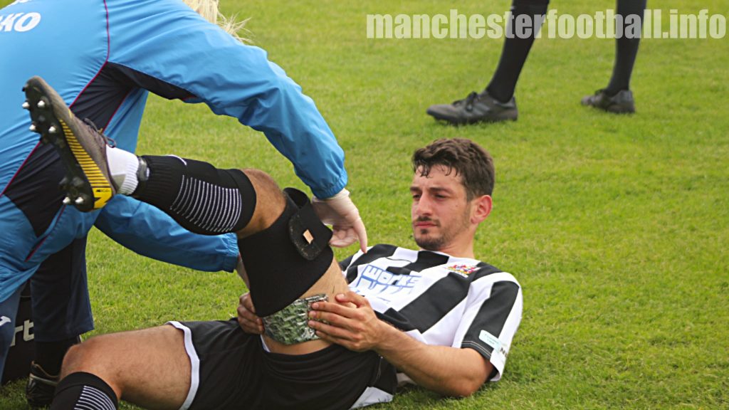 Injured Jonathan Ustabasi Glossop North End 0, Stalybridge Celtic 0