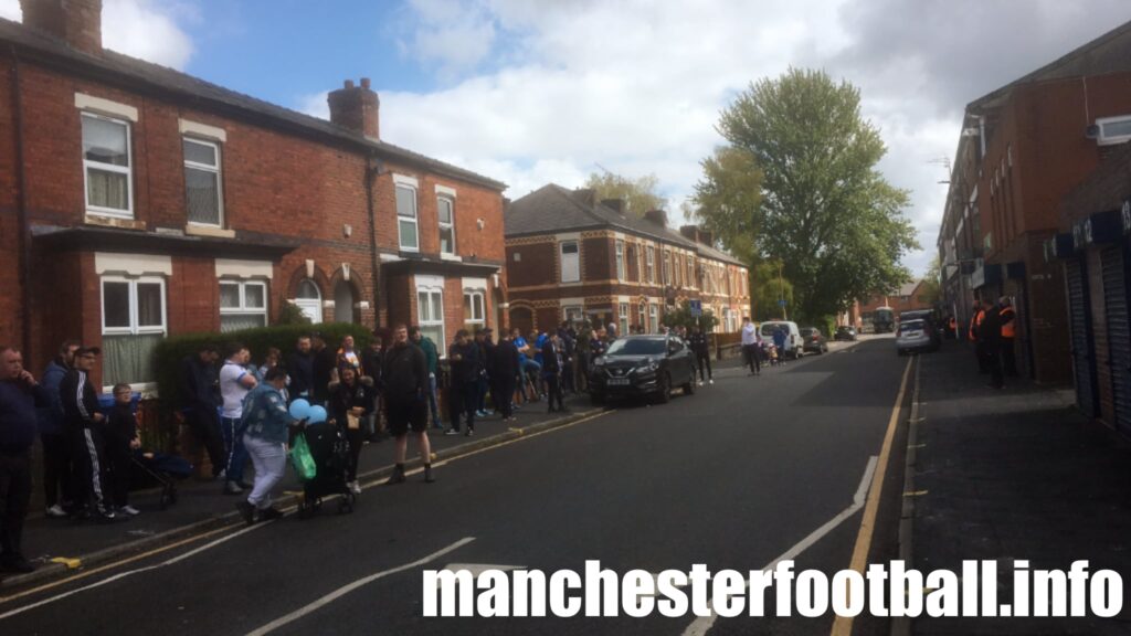 Fans outside Edgeley Park - Stockport County vs Torquay United Sunday May 16 2021