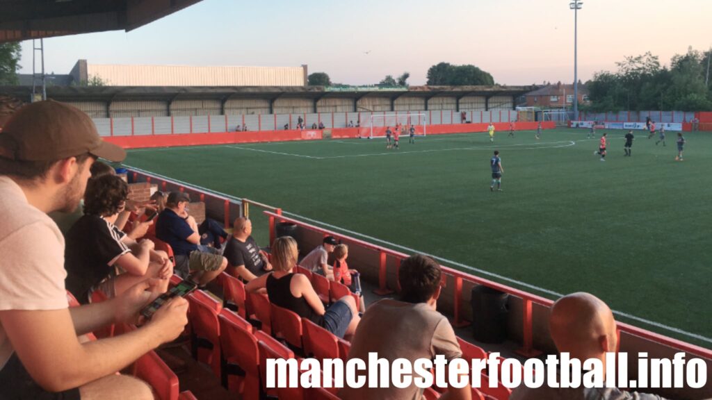 Hyde United vs Fleetwood Town U23 - short sleeves and shorts on a balmy night at Ewen Fields