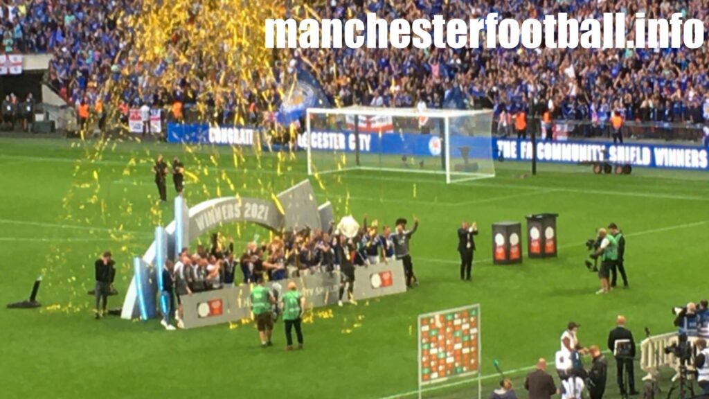 Leicester City raise the Community Shield at Wembley