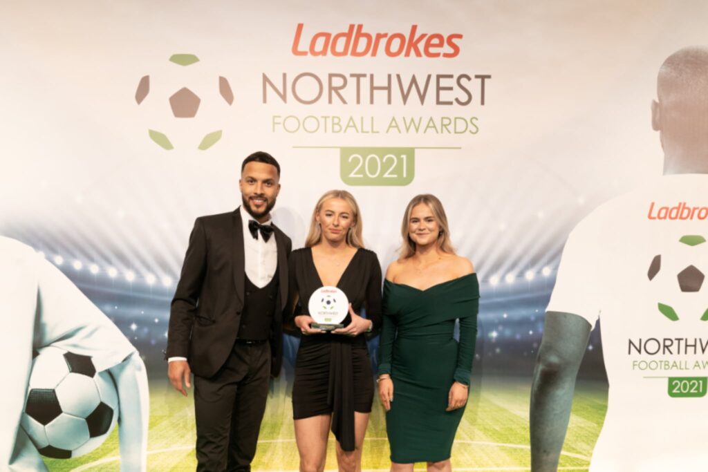 Chloe Kelly (centre) picks up North West Football Awards - Women's Player of the Season