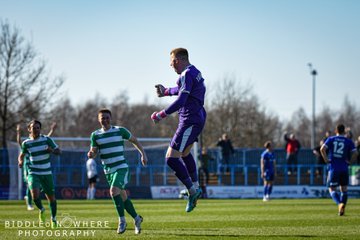 Kyle Trenerry celebrates his goal for Farsley Celtic - Pictures by Biddleofnowhere Photography