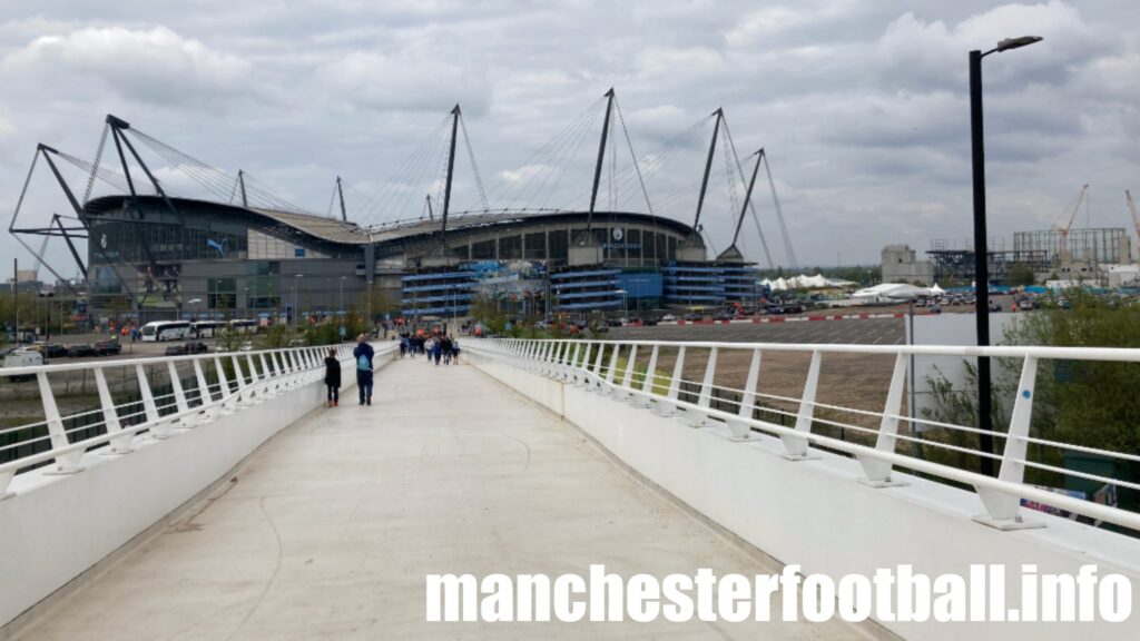 Etihad Stadium with Entertainment Complex next door being built - Man City vs Watford - Saturday April 23 2022