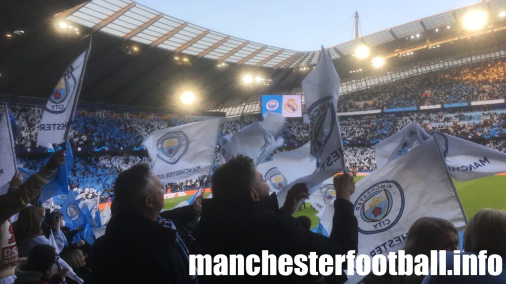Manchester City vs Real Madrid - crowd with flags at the Etihad - Tuesday April 26 2022