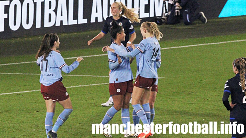 Mary Fowler celebrates her penalty with Esme Morgan - Man City Women vs Blackburn Rovers Ladies - Wednesday October 26 2022