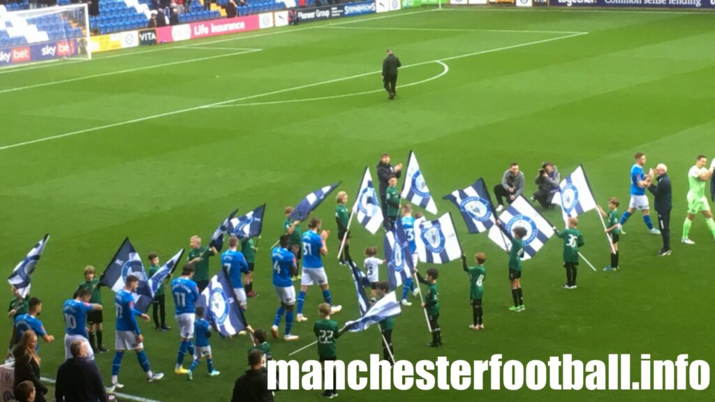 Rose Hill Juniors flag bearers - Stockport County vs Swindon Town - FA Cup - Saturday November 5 2022