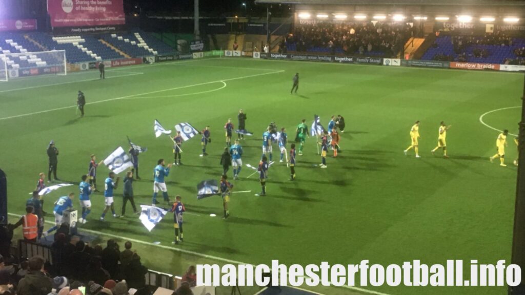 Reddish North End U13s flag bearers at Stockport County