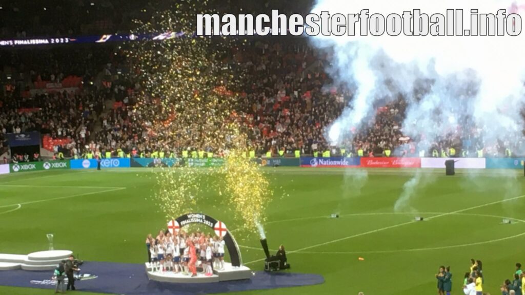 England vs Brazil Finalissima - Lifting the trophy at Wembley - Thursday April 6 2023