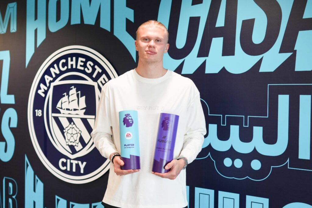 Erling Haaland with 2 Premier League Awards 2023