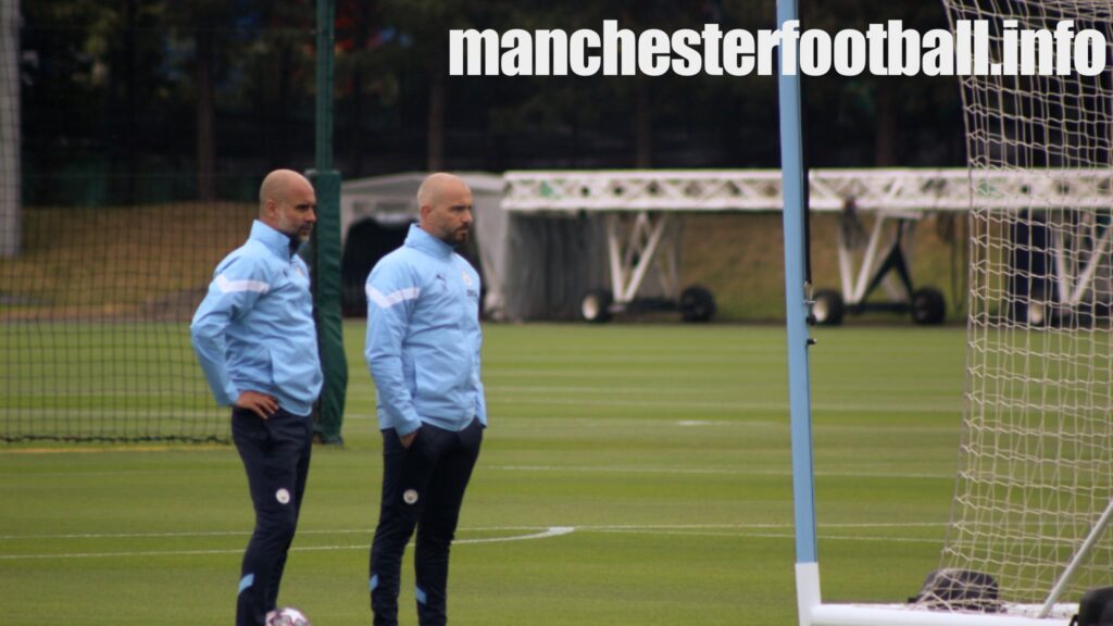 Manchester City manager Pep Guardiola and assistant Rodolfo Borrell