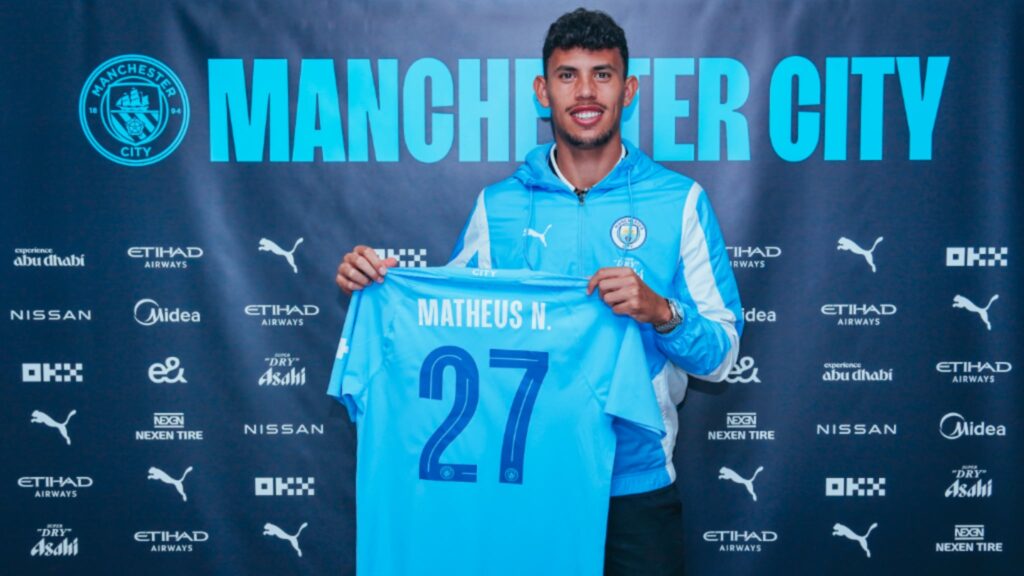 Matheus Nunes takes the number 27 shirt at Manchester City after signing until 2028