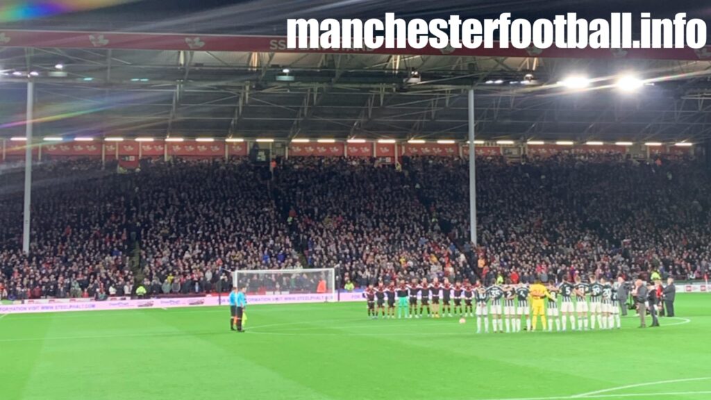 Sheffield Utd vs Man Utd - moment of silence for Bobby Charlton - Saturday October 21 2023
