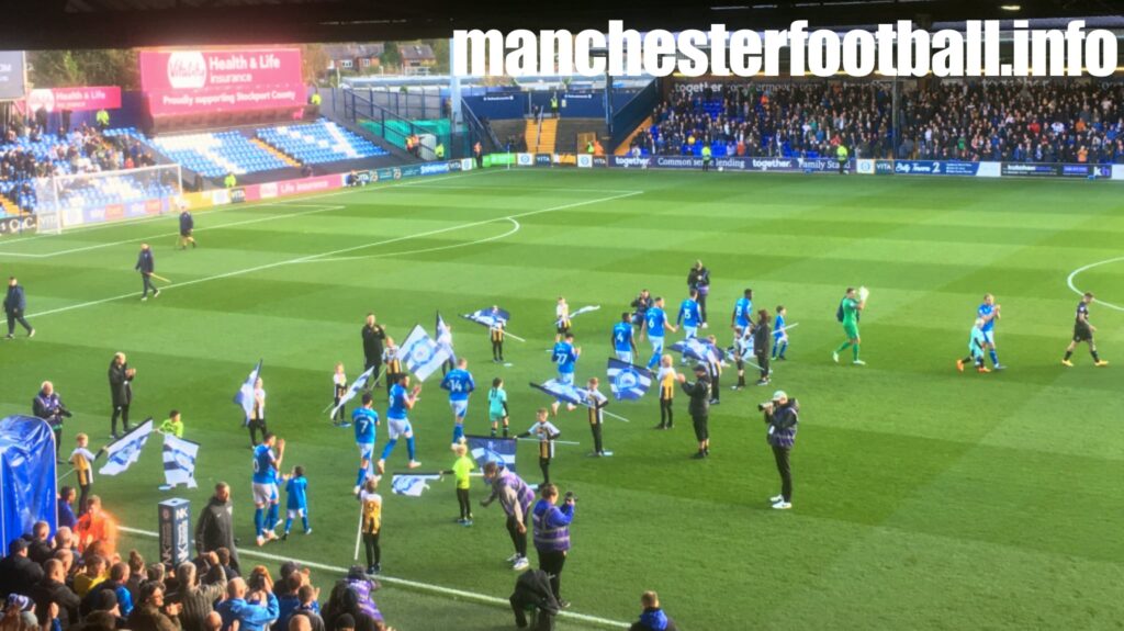 Stockport County vs Tranmere Rovers - Dukinfield Tigers U10s flag bearers - Saturday October 28 2023